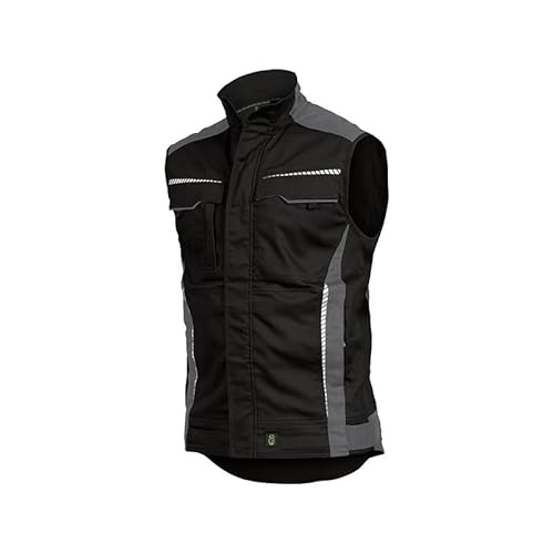Leibwächter Arbeitsweste – Robuste & atmungsaktive Handwerker Weste für Arbeit & Handwerk – Stretchstoff – reflektierende Details – schwarz – Gr. 5XL von Leibwächter