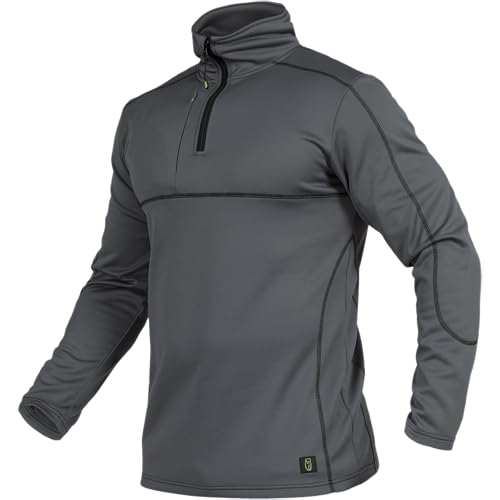 Leibwächter Flex-Line Langarmshirt Herren – Grau – Gr. M – atmungsaktives Funktionsshirt mit Stehkragen und Reißverschluss – Arbeitskleidung aus 100% Coolpass-Fleece von Leibwächter