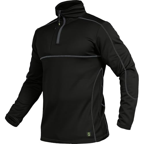 Leibwächter Flex-Line Langarmshirt Herren – Schwarz – Gr. XS – atmungsaktives Funktionsshirt mit Stehkragen und Reißverschluss – Arbeitskleidung aus 100% Coolpass-Fleece von Leibwächter