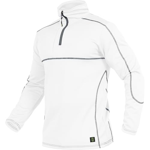 Leibwächter Flex-Line Langarmshirt Herren – Weiß – Gr. XXL – atmungsaktives Funktionsshirt mit Stehkragen und Reißverschluss – Arbeitskleidung aus 100% Coolpass-Fleece von Leibwächter