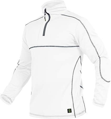 Leibwächter Flex-Line Langarmshirt Herren – Weiß – Gr. 4XL – atmungsaktives Funktionsshirt mit Stehkragen und Reißverschluss – Arbeitskleidung aus 100% Coolpass-Fleece von Leibwächter