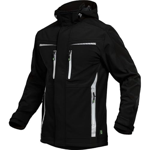 Leibwächter Softshelljacke Herren – Schwarz – Gr. M – atmungsaktive Jacke – Flex-Line Outdoor Jacke für Herbst & Frühling – Wasserabweisend & Winddicht – Funktionsjacke für Herren von Leibwächter