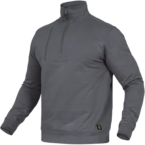 Leibwächter Flex-Line Arbeits Troyer Herren Arbeitspullover mit Reißverschluss – Grau – Gr. M – Half Zip Pullover mit Stehkragen – Baumwolle/Polyester 290g/m² von Leibwächter