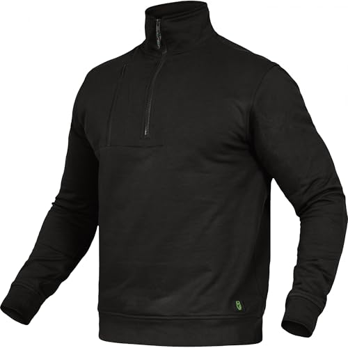 Leibwächter Flex-Line Arbeits Troyer Herren Arbeitspullover mit Reißverschluss – Schwarz – Gr. XL – Half Zip Pullover mit Stehkragen – Baumwolle/Polyester 290g/m² von Leibwächter