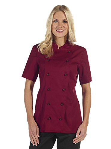 Damen-Kochjacke 2519 halbarm kochfest Größe: 34 Farbe: bordeaux von Leiber