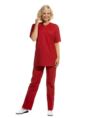 OP-Hose - Damen und Herren Hose mit Rundumgummizug - in vielen Farben, Rot - I (D=38/40 - H=44/46) von Leiber