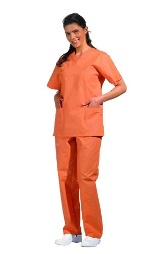 OP-Hose - Damen und Herren Hose mit Rundumgummizug - in vielen Farben, Orange - III (D=46/48 - H=52/54) von Leiber