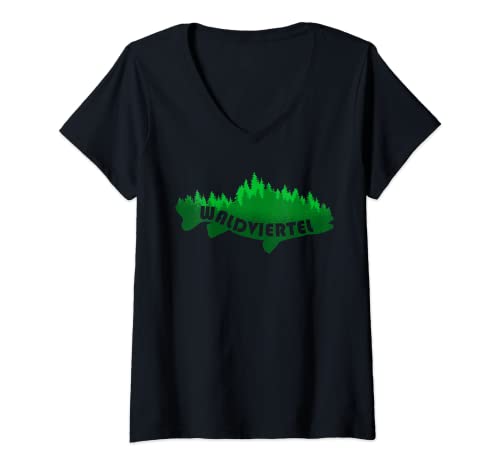 Damen Waldviertler Fischer | Waldviertel T-Shirt mit V-Ausschnitt von Leiberlwerkstatt | Waldviertel Österreich