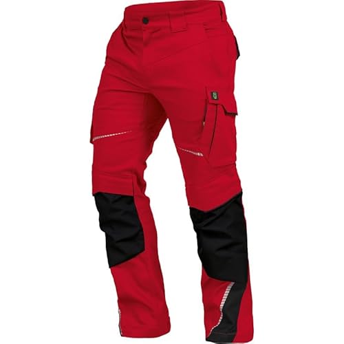 LEIBWÄCHTER Flex-line Arbeitshose Herren – rot/schwarz – Gr. 25 – Bequeme Workwear mit Elastan (Spandex) – 60°C waschbar & trocknergeeignet – erhöhte Reißfestigkeit – für verschiedenste Berufe von Leibwächter