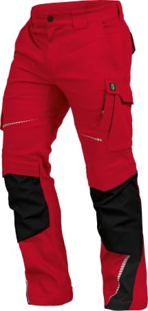 LEIBWÄCHTER Flex-line Arbeitshose Herren – rot/schwarz – Gr. 30 – Bequeme Workwear mit Elastan (Spandex) – 60°C waschbar & trocknergeeignet – erhöhte Reißfestigkeit – für verschiedenste Berufe von Leibwächter