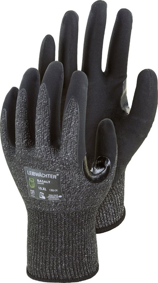 Leibwächter Arbeitshandschuhe 6 Paar / 12 Paar Nitril Montagehandschuhe inkl. Touch-Funktion BASALT (12-St) atmungsaktiv, latexfrei mit Spandex von Leibwächter