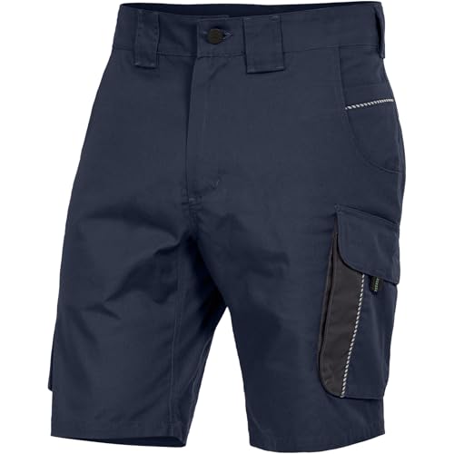 Leibwächter Arbeitsshorts Herren Dynamic Line, Marine Gr. 62, Sommer Arbeitshose Kurz Stretch, Robuste Cargo Hose mit Taschen, Handwerker Bermuda atmungsaktiv, Multifunktionshose mit Reflektoren von Leibwächter