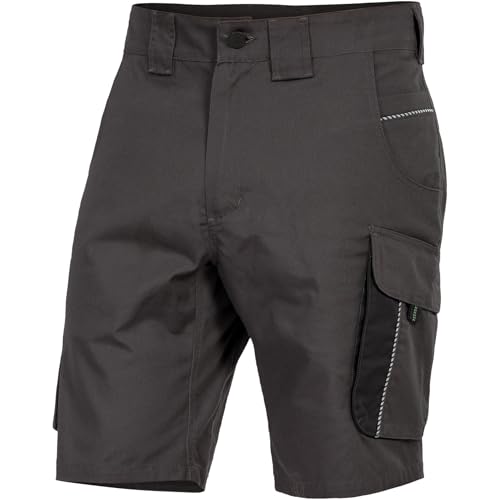 Leibwächter Arbeitsshorts Herren Dynamic Line, anthrazit Gr. 42, Sommer Arbeitshose Kurz Stretch, Robuste Cargo Hose mit Taschen, Handwerker Bermuda atmungsaktiv, Multifunktionshose mit Reflektoren von Leibwächter