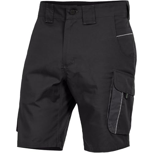 Leibwächter Arbeitsshorts Herren Dynamic Line, schwarz Gr. 62, Sommer Arbeitshose Kurz Stretch, Robuste Cargo Hose mit Taschen, Handwerker Bermuda atmungsaktiv, Multifunktionshose mit Reflektoren von Leibwächter
