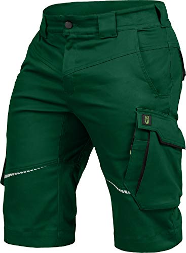 Leibwächter – Arbeitsshorts Herren Flex Line Grün-schwarz – Größe 42 – Robuste Cargo Hose mit Taschen – Handwerker Shorts – Berufsbekleidung – Multifunktionshose mit Reflektoren von Leibwächter