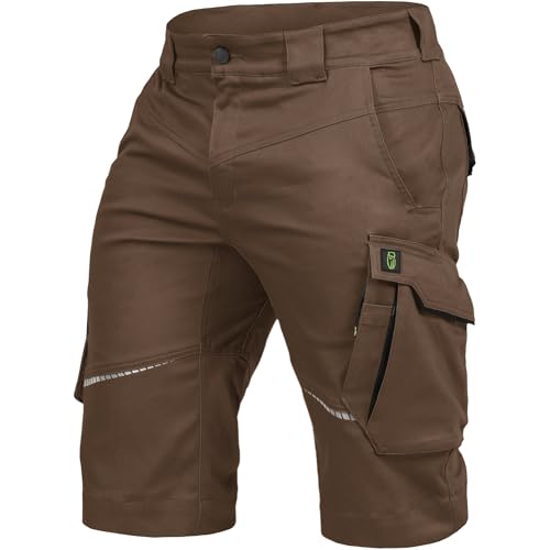 Leibwächter Arbeitsshorts Herren Flex Line Haselnuss – Größe 40 – Robuste Cargo Hose mit Taschen – Handwerker Shorts – Berufsbekleidung – Multifunktionshose mit Reflektoren von Leibwächter