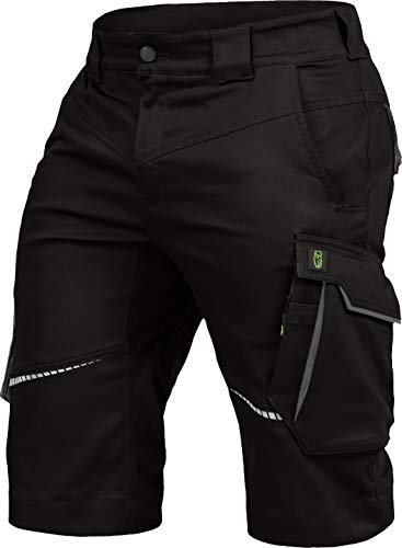Leibwächter – Arbeitsshorts Herren Flex Line Schwarz-grau – Größe 66 – Robuste Cargo Hose mit Taschen – Handwerker Shorts – Berufsbekleidung – Multifunktionshose mit Reflektoren von Leibwächter