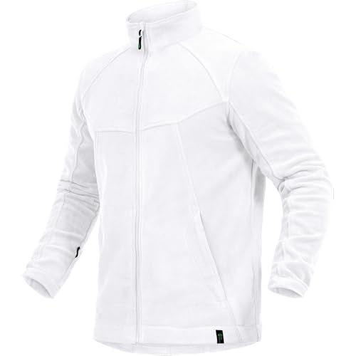 Leibwächter Casual Line Fleece Jacke Herren & Damen, weiß Gr. L, Outdoor Fleecejacke warm mit Stehkragen, Arbeitsjacke mit Reißverschluss, Funktionsjacke mit verlängertem Rücken von Leibwächter