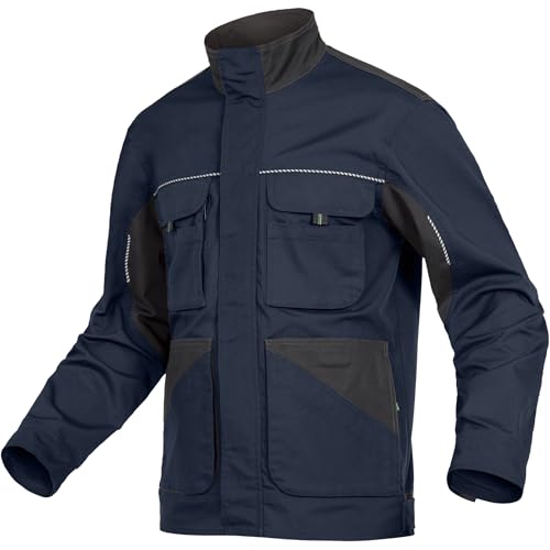 Leibwächter Dynamic Line Arbeitsjacke Herren XXL, atmungsaktive Bundjacke mit Stretchstoff in marine – Reflexpaspel, verstellbare Bündchen und Taschen, robuste Berufsjacke für Handwerk & Industrie von Leibwächter
