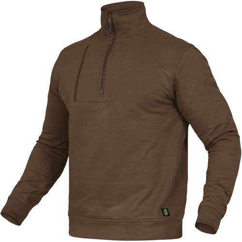 Leibwächter Flex-Line Arbeits Troyer Herren Arbeitspullover mit Reißverschluss – Haselnuss – Gr. L – Half Zip Pullover mit Stehkragen – Baumwolle/Polyester 290g/m² von Leibwächter
