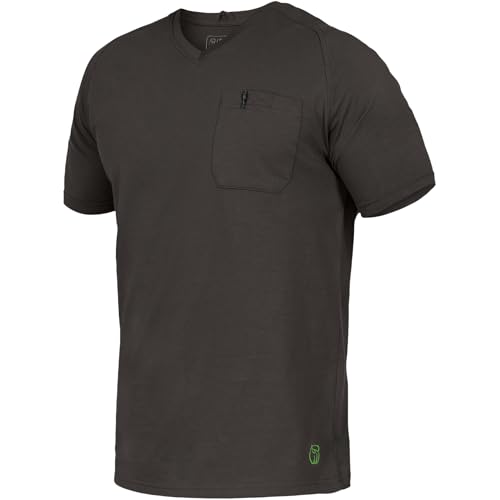 Leibwächter Flex-Line Herren Arbeitsshirt mit Brusttasche – Anthrazit – Gr. 5XL – Relaxed Fit Shirt Baumwolle – T-Shirt mit V-Ausschnitt – Antibakteriell und Antipilling von Leibwächter