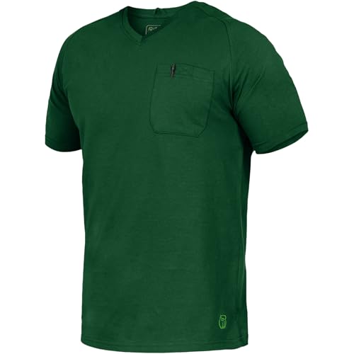 Leibwächter Flex-Line Herren Arbeitsshirt mit Brusttasche – Grün – Gr. 6XL – Relaxed Fit Shirt Baumwolle – T-Shirt mit V-Ausschnitt – Antibakteriell und Antipilling von Leibwächter