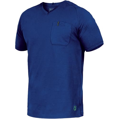 Leibwächter Flex-Line Herren Arbeitsshirt mit Brusttasche – Kornblau – Gr. M – Relaxed Fit Shirt Baumwolle – T-Shirt mit V-Ausschnitt – Antibakteriell und Antipilling von Leibwächter
