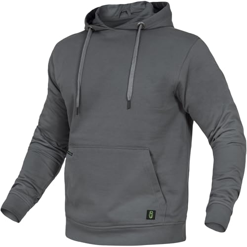 Leibwächter Flex-Line Kapuzenpullover Herren – Grau – M – 310 g/m² Hoodie mit Kängurutasche – Antibakteriell & Antipilling – Unisex Sweatshirt von Leibwächter