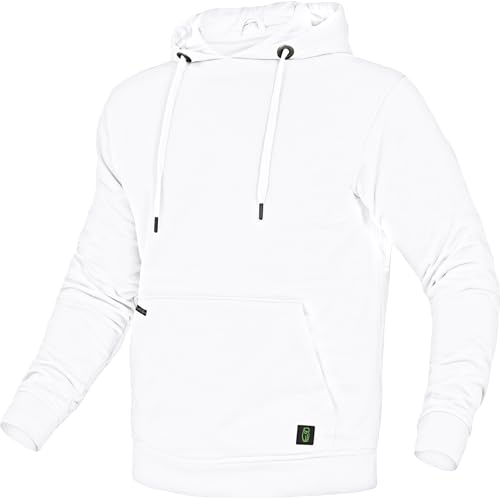 Leibwächter Flex-Line Kapuzenpullover Herren – Weiß – S – 310 g/m² Hoodie mit Kängurutasche – Antibakteriell & Antipilling – Unisex Sweatshirt von Leibwächter