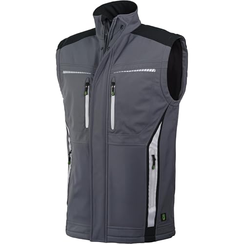 Leibwächter Flex-Line Softshell Bodywarmer Arbeitsweste Herren grau-schwarz Gr. L, Funktionsweste für Handwerk & Industrie, Weste mit wärmender Isolierung, wetterfeste Arbeitsbekleidung von Leibwächter