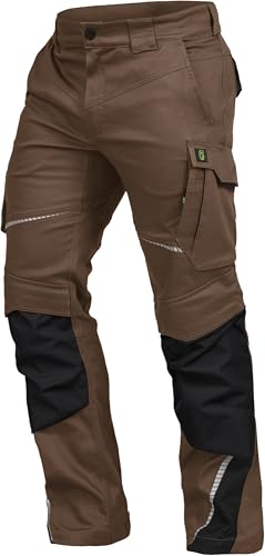Leibwächter Flex-line Arbeitshose Herren – haselnuss/schwarz – Gr. 72 – Bequeme Workwear mit Elastan (Spandex) – 60°C waschbar & trocknergeeignet – erhöhte Reißfestigkeit – für verschiedenste Berufe von Leibwächter