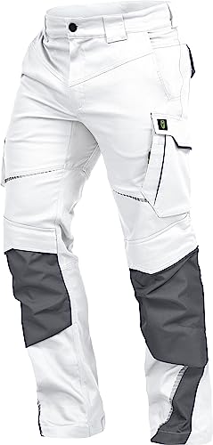 Leibwächter Flex-line Arbeitshose Herren – weiß/grau – Gr. 62 – Bequeme Workwear mit Elastan (Spandex) – 60°C waschbar & trocknergeeignet – erhöhte Reißfestigkeit – für verschiedenste Berufe von Leibwächter