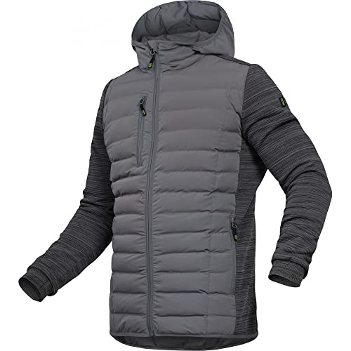 Leibwächter Hybridjacke Herren mit Kapuze – Grau – S – Moderne & Wärmende Jacke – Allwetter Hybrid Steppjacke Übergangsjacke – Strapazierfähige Reißverschluss Taschen von Leibwächter