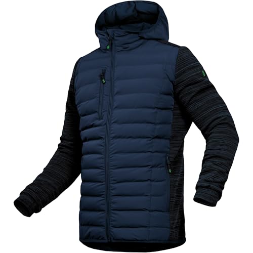 Leibwächter Hybridjacke Herren mit Kapuze – Marine – L – Moderne & Wärmende Jacke – Allwetter Hybrid Steppjacke Übergangsjacke – Strapazierfähige Reißverschluss Taschen von Leibwächter