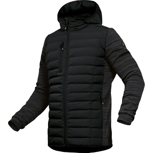 Leibwächter Hybridjacke Herren mit Kapuze – Schwarz – L – Moderne & Wärmende Jacke – Allwetter Hybrid Steppjacke Übergangsjacke – Strapazierfähige Reißverschluss Taschen von Leibwächter