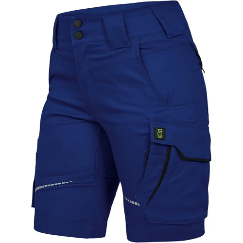 Leibwächter – Arbeitsshorts Damen Flex LINE Kornblau-Schwarz – Größe 40 – Robuste Cargo Hose mit Taschen – Handwerker Shorts – Berufsbekleidung – Multifunktionshose mit Reflektoren von Leibwächter