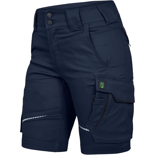 Leibwächter – Arbeitsshorts Damen Flex LINE Marine-schwarz – Größe 36 – Robuste Cargo Hose mit Taschen – Handwerker Shorts – Berufsbekleidung – Multifunktionshose mit Reflektoren von Leibwächter