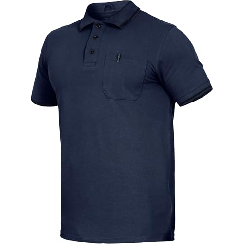 Leibwächter Polo-Shirt Herren Flex-Line – Marine – Gr. 7XL – Poloshirt mit Brusttasche – Kurzarm Poloshirts mit 3 Knöpfen – 50% Baumwolle 50% Polyester – Sommer Arbeitsbekleidung für Herren von Leibwächter