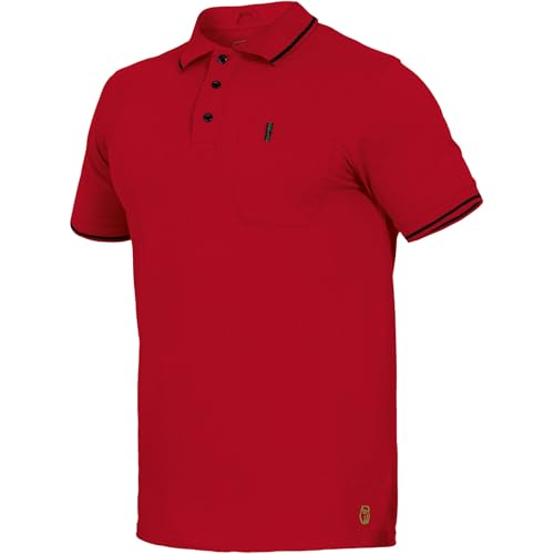 Leibwächter Polo-Shirt Herren Flex-Line – Rot – Gr. 3XL – Poloshirt mit Brusttasche – Kurzarm Poloshirts mit 3 Knöpfen – 50% Baumwolle 50% Polyester – Sommer Arbeitsbekleidung für Herren von Leibwächter