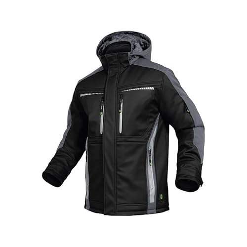 Leibwächter Softshelljacke Herren – Schwarz/Grau – Gr. L – atmungsaktive Jacke – Flex-Line Outdoor Jacke für Herbst & Frühling – Wasserabweisend & Winddicht – Funktionsjacke für Herren von Leibwächter
