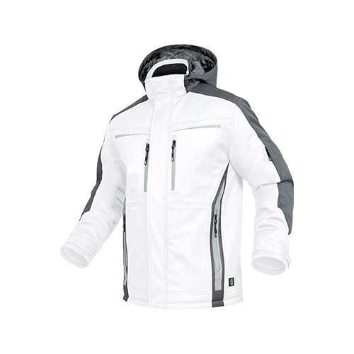 Leibwächter Softshelljacke Herren – Weiß – Gr. M – atmungsaktive Jacke – Flex-Line Outdoor Jacke für Herbst & Frühling – Wasserabweisend & Winddicht – Funktionsjacke für Herren von Leibwächter
