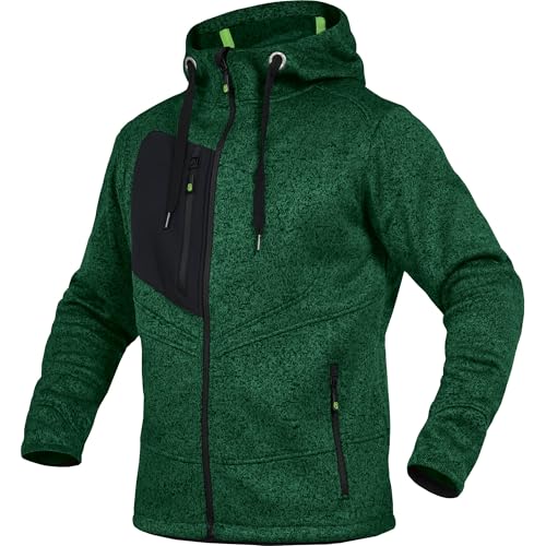 Leibwächter Unisex Strickjacke Casual-Line – Grün – Gr. S – Zip Hoodie mit Kapuze und 7 Taschen – Strickjacke für Damen & Herren – Cardigan mit Reißverschluss von Leibwächter