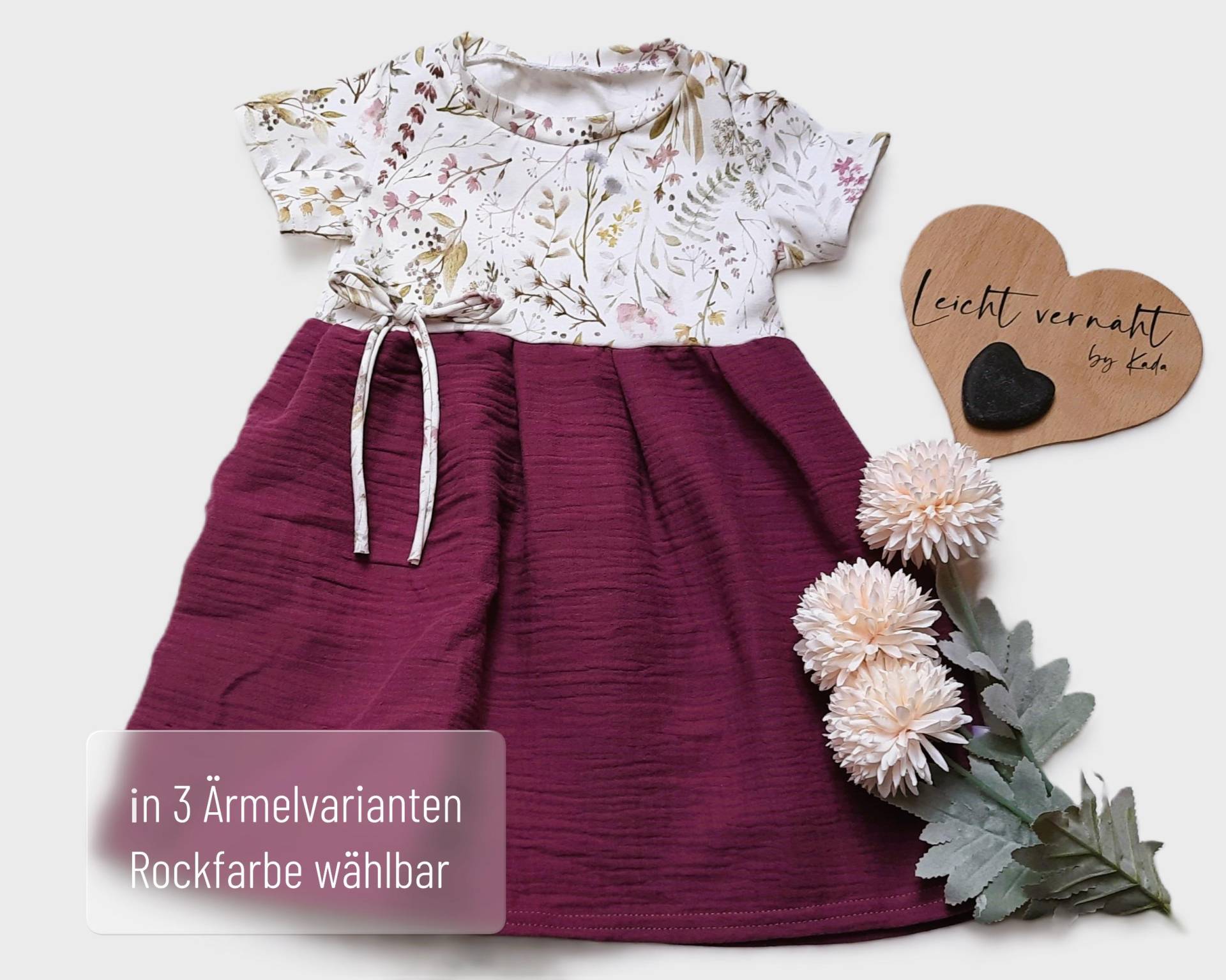 Musselin Jersey Kleid Baby/Kind Babykleid Kleidchen Trägerkleidchen Tunika in 3 Armlängen Erhältlich von Leichtvernaehdigital