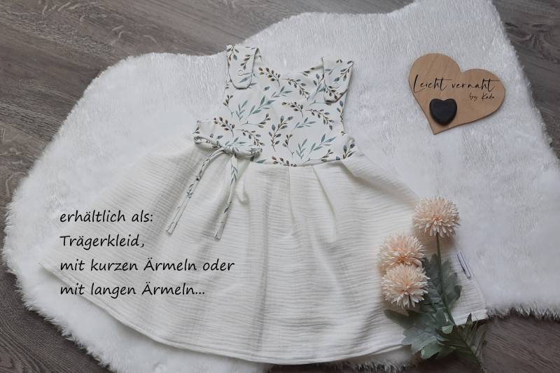 Musselin Jersey Kleid Baby/Kind Babykleid Kleidchen Trägerkleidchen Tunika in 3 Armlängen Erhältlich von Leichtvernaeht