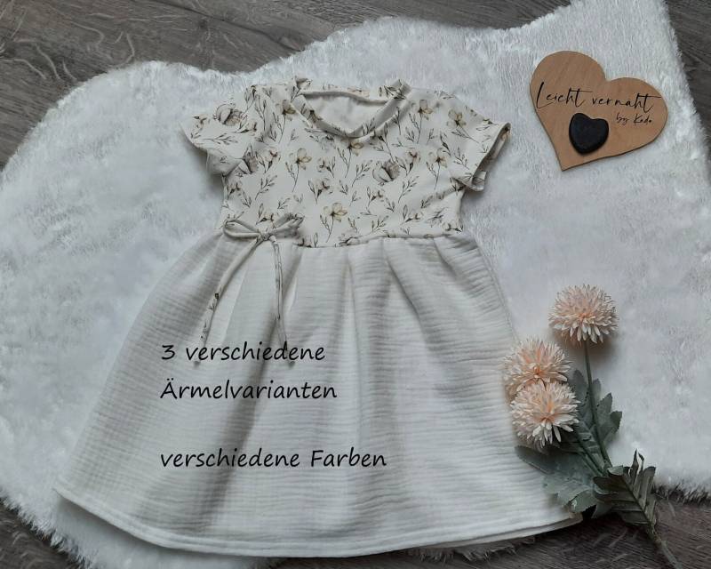 Musselin Jersey Kleid Baby/Kind Babykleid Kleidchen Trägerkleidchen Tunika in 3 Armlängen Erhältlich von Leichtvernaeht