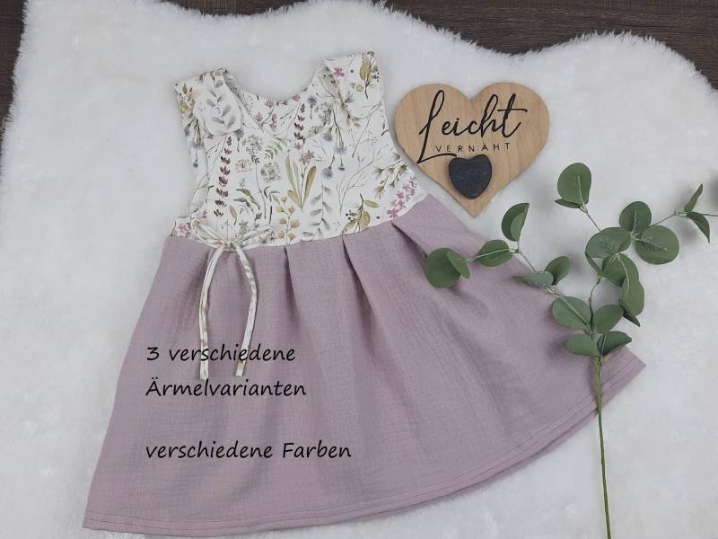 Musselin Jersey Kleid Baby/Kind Babykleid Kleidchen Trägerkleidchen Tunika in 3 Armlängen Erhältlich von Leichtvernaeht