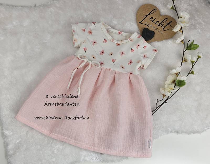 Musselin Jersey Kleid Baby/Kind Babykleid Kleidchen Trägerkleidchen Tunika in 3 Armlängen Erhältlich von Leichtvernaeht