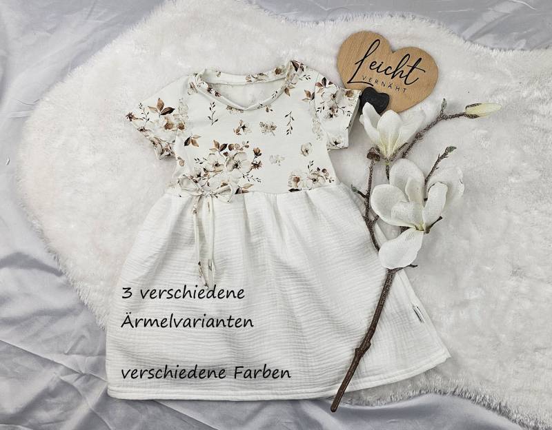 Musselin Jersey Kleid Baby/Kind Babykleid Kleidchen Trägerkleidchen Tunika in 3 Armlängen Erhältlich von Leichtvernaeht