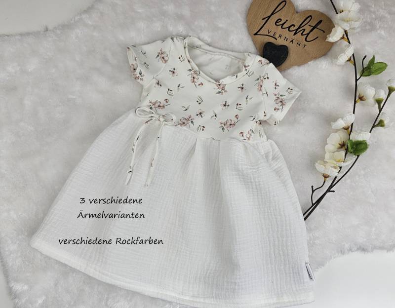 Musselin Jersey Kleid Baby/Kind Babykleid Kleidchen Trägerkleidchen Tunika in 3 Armlängen Erhältlich von Leichtvernaeht