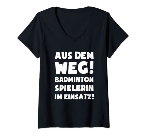 Damen Badmintonspielerin im Einsatz! - Federball Badminton T-Shirt mit V-Ausschnitt Damen Badmintonspielerin im Einsatz! - Federball Badminton T-Shirt mit V-Ausschnitt von Leidenschaft Badminton T-Shirts und Geschenkideen